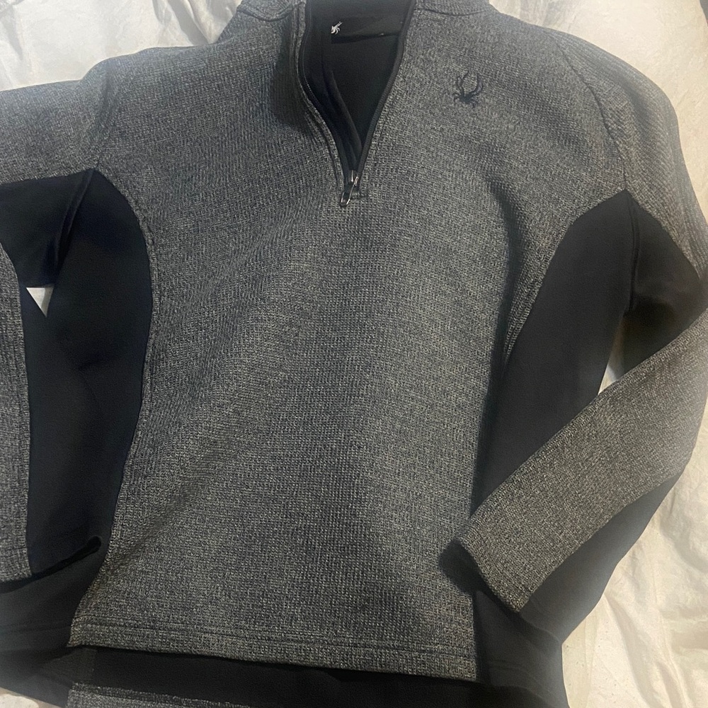 Spyder Men's Gray and Black Zip-Up Sweater